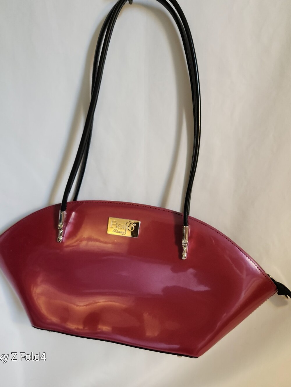 Faux Leather Berry Color Shoulder Bag